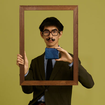 ＜キクヒロ＞藍染・折財布LF小銭入付/ブルー（藍色）