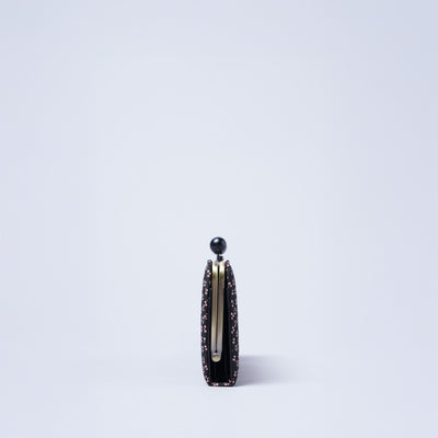 ＜キソラ＞古都印伝 がま口 ロングウォレット/瓢箪BLK (ブラック)