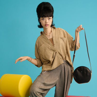 ＜ESTINE＞Logical系列 皮革斜肩包/黑色