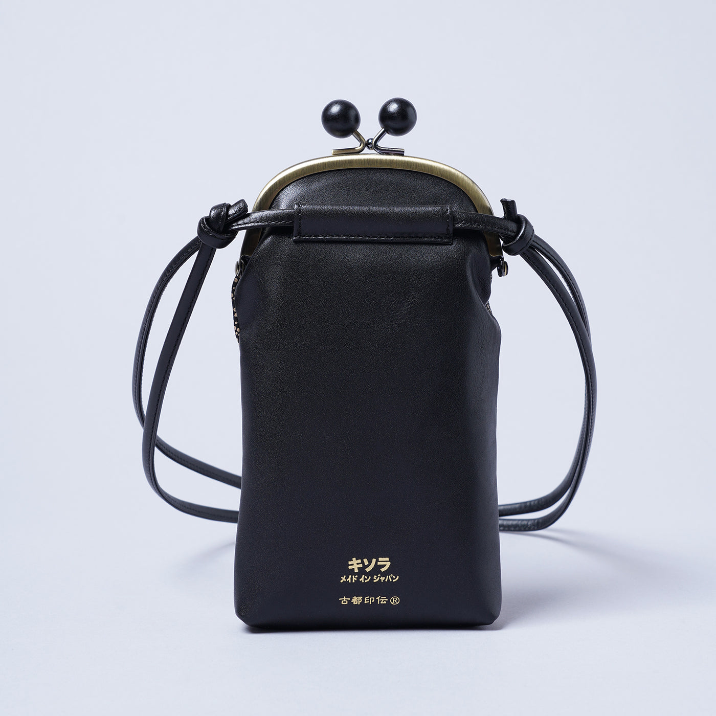 ＜キソラ＞古都印伝 がま口 スマホショルダー/亀甲BEG (ベージュ)