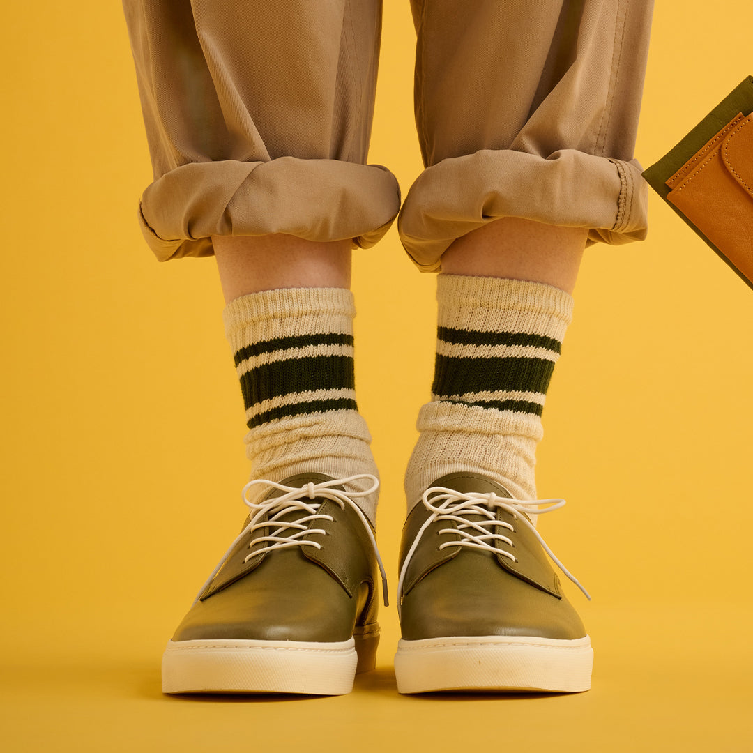 <TOSS> Bath Bath Lace-up Leather Sneaker Tochigi Tanned Leather/Khaki