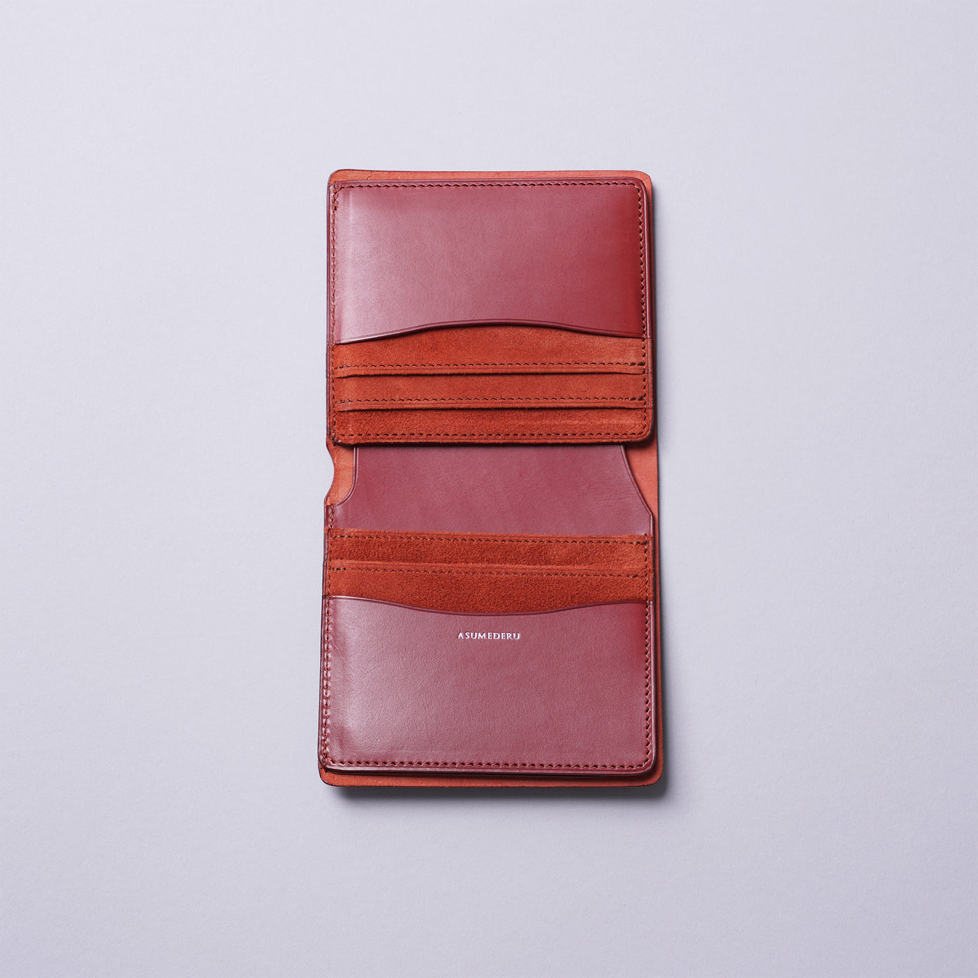 <ASUMEDERU>  Folded Wallet with Open Bill Pocket / Red