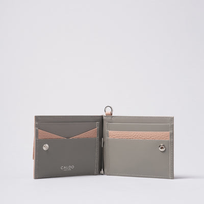 <CALDO tokyo japan> CROSSOVER Money Clip Wallet / Light Gray Yellow