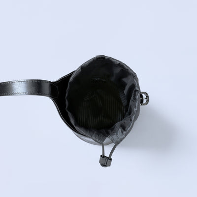 ＜ESTINE＞Noirism系列 皮革水桶包/黑色