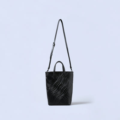 ＜ESTINE＞Noirism系列 兩用型皮革托特包/黑色