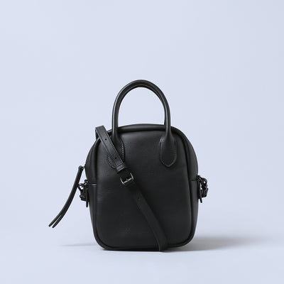 ＜ESTINE＞Minula系列 兩用皮革方形包/黑色