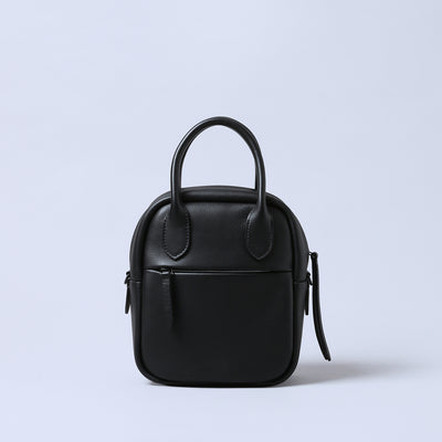 ＜ESTINE＞Minula系列 兩用皮革方形包/黑色