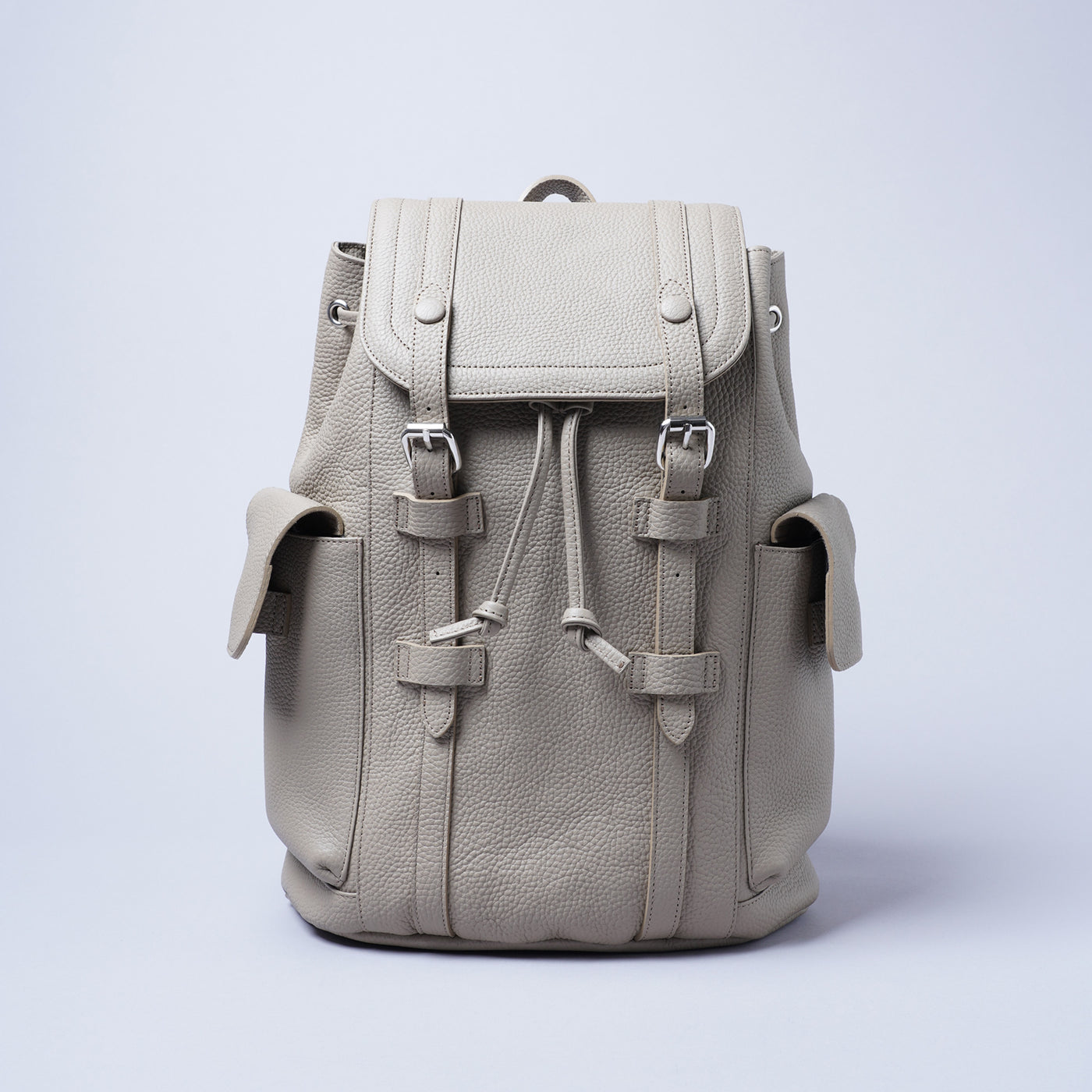 <LEZALI>  Embossed Leather Drawstring Day Backpack / Taupe
