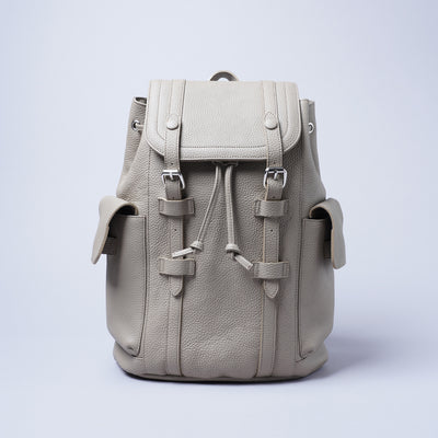 <LEZALI>  Embossed Leather Drawstring Day Backpack / Taupe