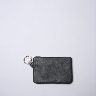 <SENTI FLATTER THE SENSES> Super Lightweight Dyneema Leather Ring Pouch M / Black