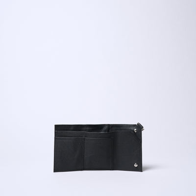 <SENTI FLATTER THE SENSES> Super Lightweight Dyneema Leather Slim Tri-Fold Wallet / Black