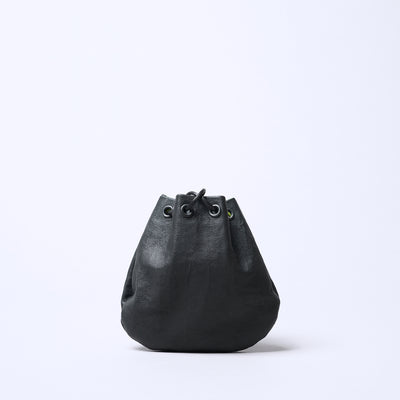 <SENTI FLATTER THE SENSES> Super Lightweight Dyneema Leather Drawstring Bag SS  / Black