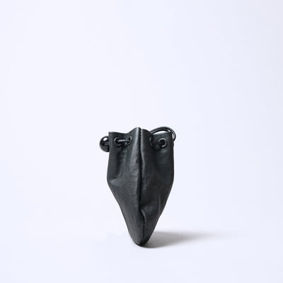 <SENTI FLATTER THE SENSES> Super Lightweight Dyneema Leather Drawstring Bag SS  / Black