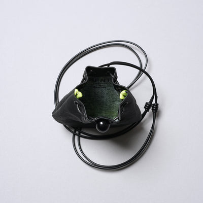 <SENTI FLATTER THE SENSES> Super Lightweight Dyneema Leather Drawstring Bag SS  / Black
