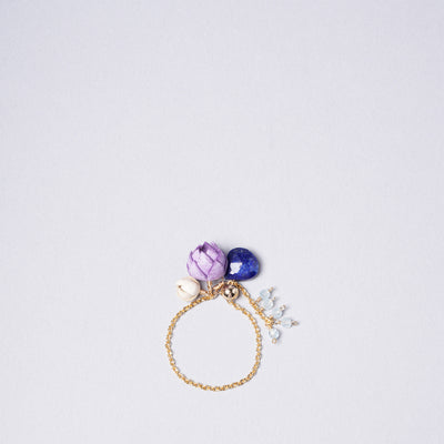 <Selieu> Chain RIng Stone 5 / Purple & Beige