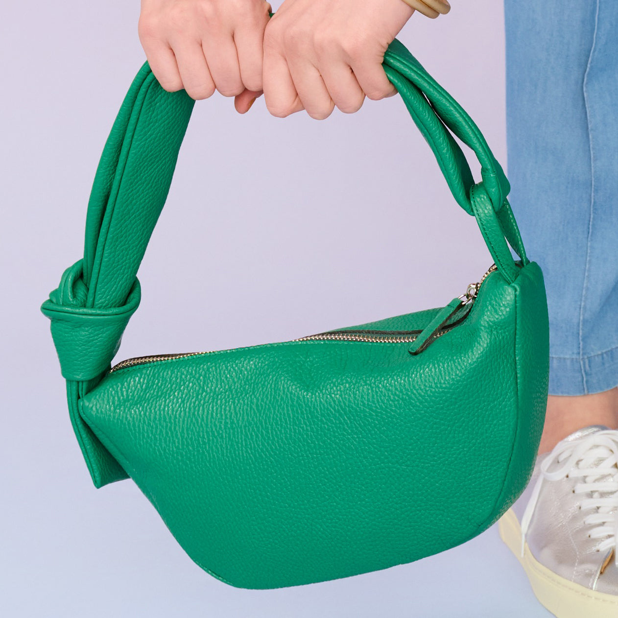 <bell la bell>  Italian Leather Half Moon Bag / Green