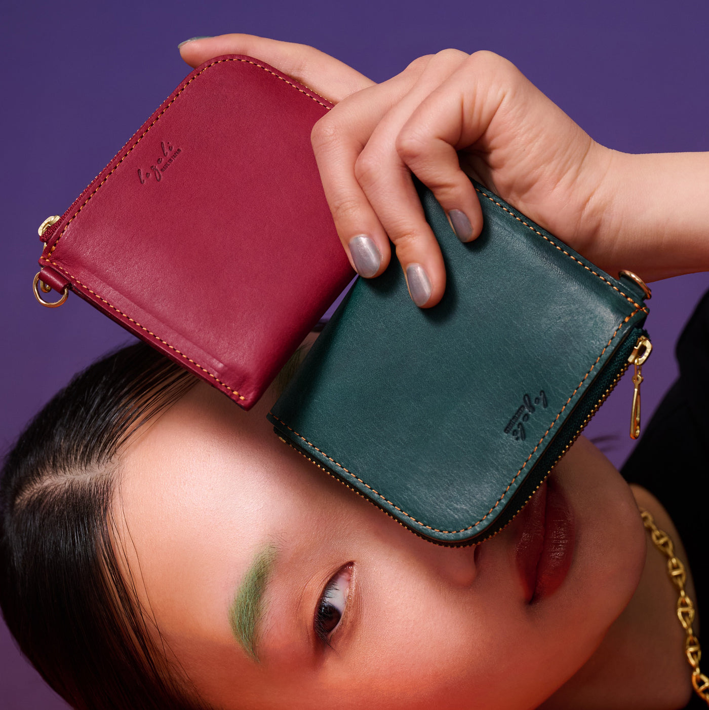 <lezali> L-ZIP Mini Wallet / Dark Green