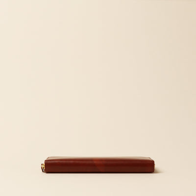 ＜CYPRIS＞ Cirasagi Leather 蜂巢拉鏈長夾 / 棕色
