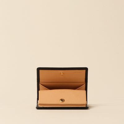 <CYPRIS> White Shirasagi leather box coin purse/black