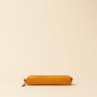 ＜Kiichi＞ 皮革拉鏈式筆袋 / 橙色